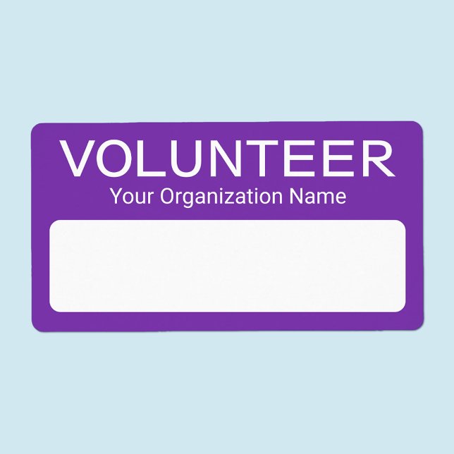 Volunteer Lila Namn bricka Stickers Anpassningsbar Fraktsedel (MISOOK Purple Volunteer Name Tag Stickers)