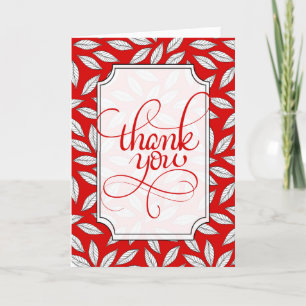 Volunteer Modern Red and White Leafy Botanical Tack Kort
