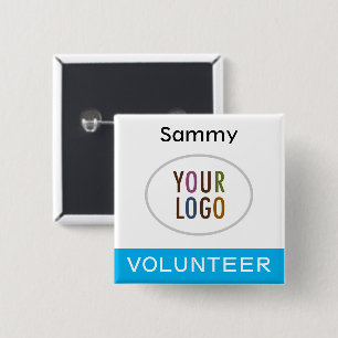 Volunteer Pin Back Badge med Logotyp Square-knapp Knapp
