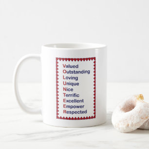 Volunteer Red Hearts Typography Coffee Mugg
