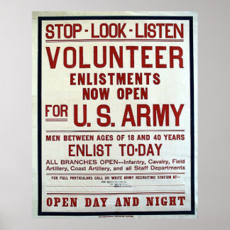 Volunteer - USA:s armé Poster
