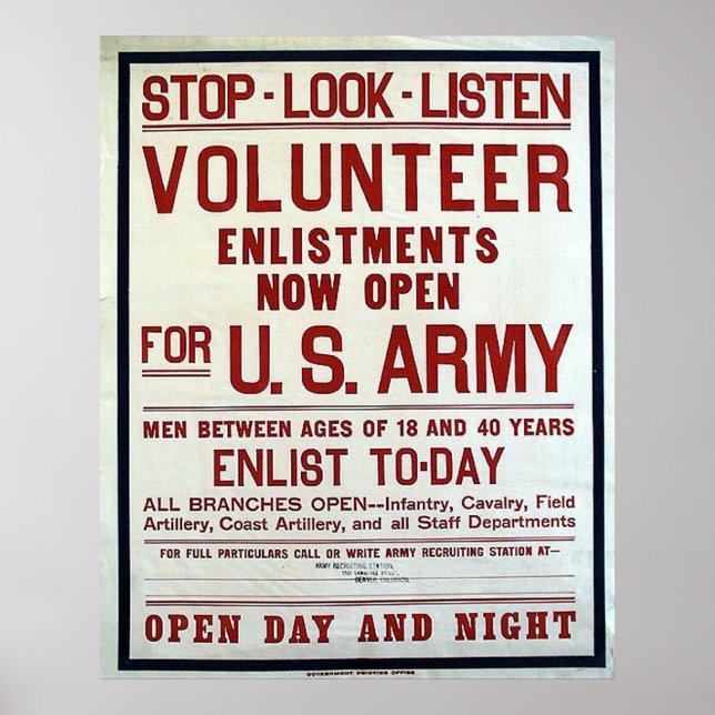 Volunteer - USA:s armé Poster (Framsidan)
