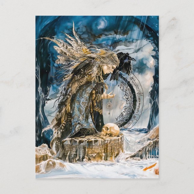 Völva Seeress of Norse Prophecy Helg Vykort (Framsida)