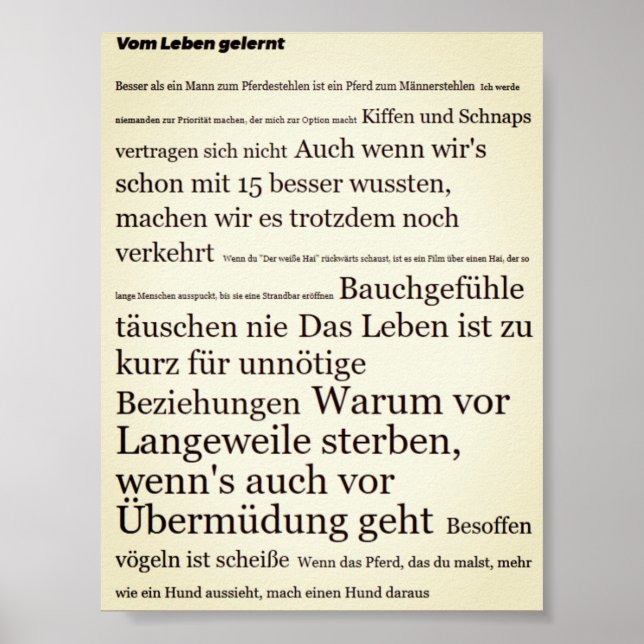 Vom Leben gelernt Motivations Poster (Framsidan)