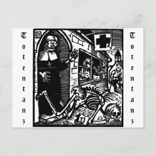 Vom Totentanz Nun och Skeleton vykort