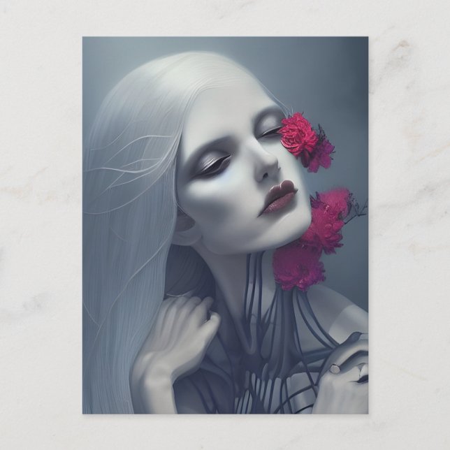 Voman Ghost med blomstervykort Vykort (Framsida)