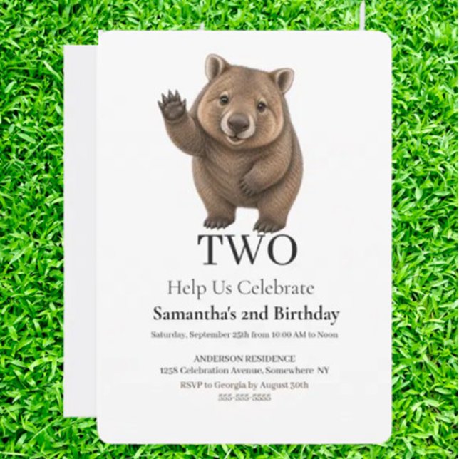 Vombatfödelsedagsfirande Inbjudningar (Imagine a birthday party where a cuddly wombat is the guest of honor   )