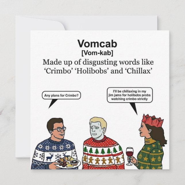 Vomcab Definition Card: Julknäpp Slang Julkort (Framsida)