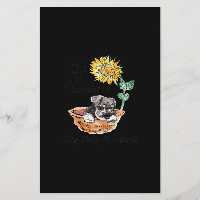 Vomens att du är min solsken Schnauzer Solros Brevpapper (Framsida)