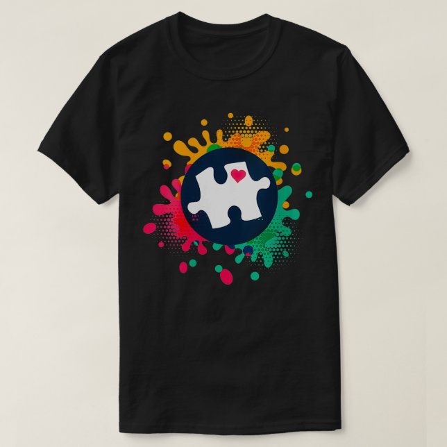 Vomens Autism Awareness Puzzle Biet Kärlek Autisti T Shirt (Design framsida)