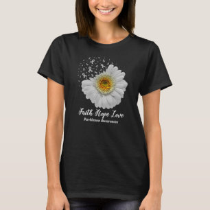 Vomens Faith Hope Kärlek Parkinson Awareness Flowe T Shirt