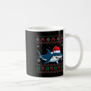 Vomens Funny Ugly jul Shark Santa Hat Ljus Kaffemugg