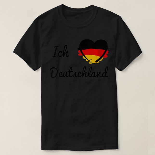 Vomens German Flagga Ich Liebe Deutschland I Kärle T Shirt (Design framsida)