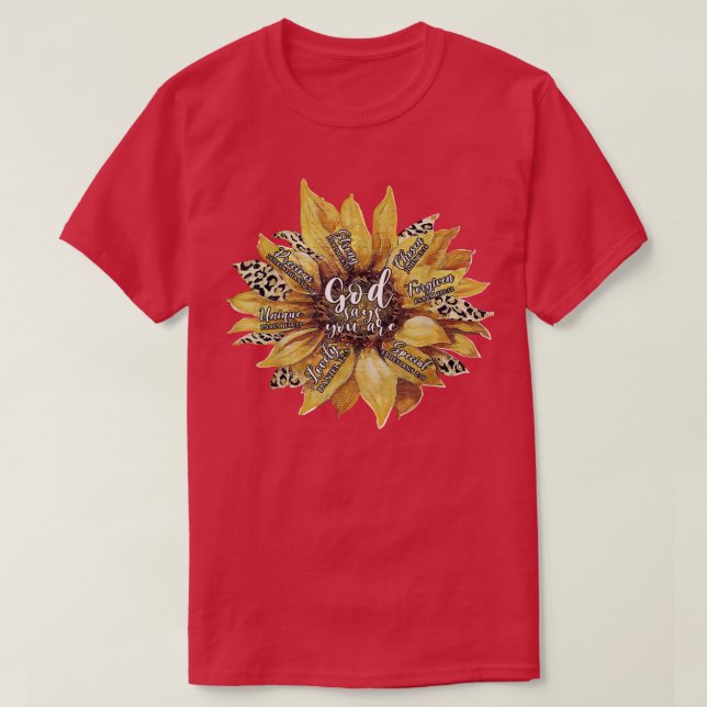 Vomens Gud säger att du är unik solroleopard St T Shirt (Design framsida)