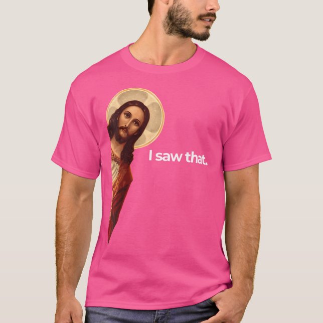 Vomens Jesus Peeking jag såg att det är roligt. T Shirt (Framsida)