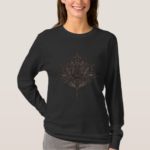 Vomens Lotus Flower med Yoga Mehndi Om Symbol T Shirt