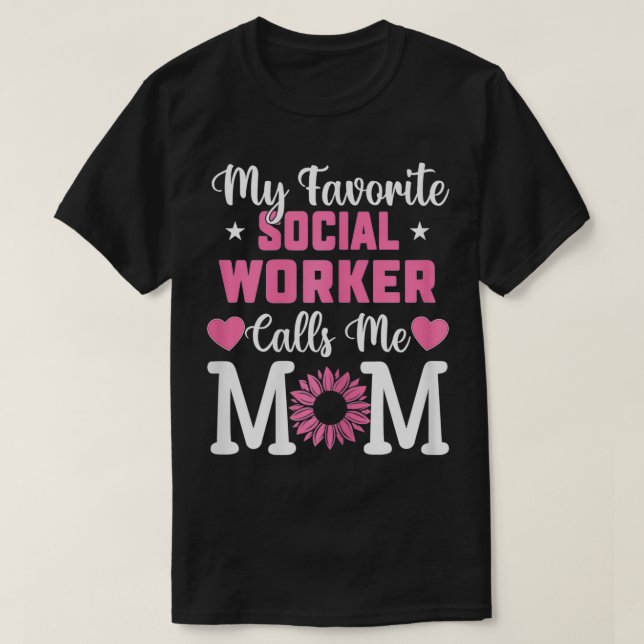 Vomens min favoritarbetare i Social ringer mig Mam T Shirt (Design framsida)