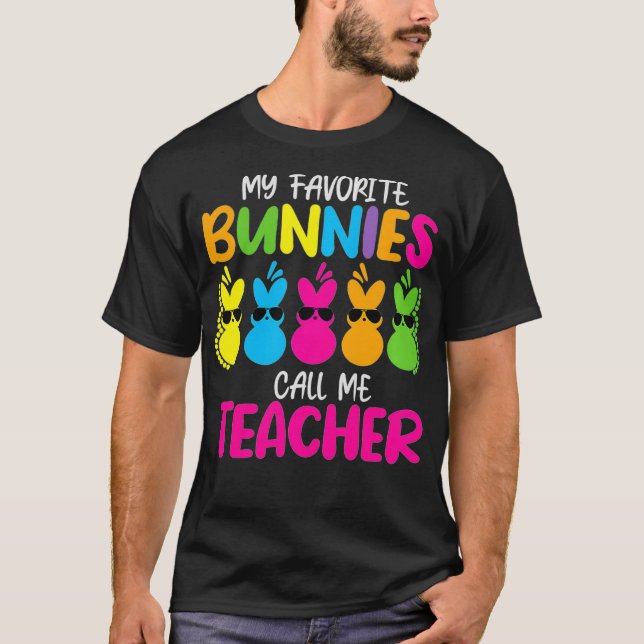 Vomens Min favoritbunnies kallar mig Lärare B T Shirt (Framsida)