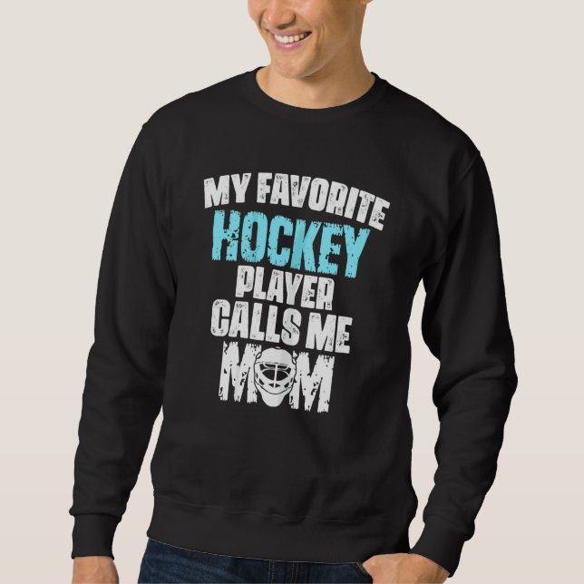 Vomens Min favorithockey Player ringer mig Mamma Lång Ärmad Tröja (Framsida)