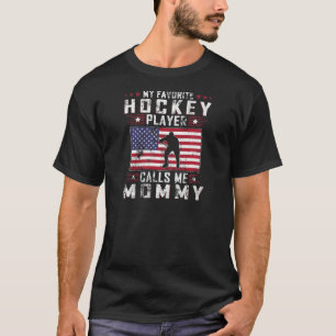 Vomens My Favorite Hockey Player ringer mig Mamma T Shirt