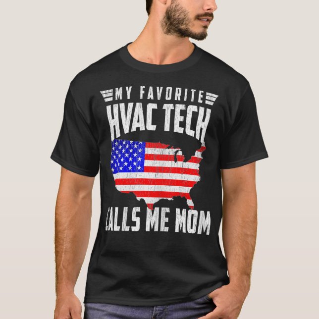 Vomens My Favorite HVAC Tech kallar mig Mamma USA  T Shirt (Framsida)