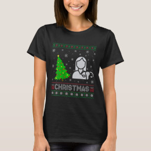 Vomens Ob Nurse Julafton Träd Lighting Ugly God ju T Shirt