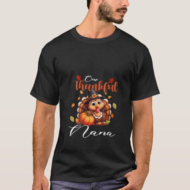 Vomens One Thankful Nana Pumpkin Fall Höst - tack T Shirt (Framsida)