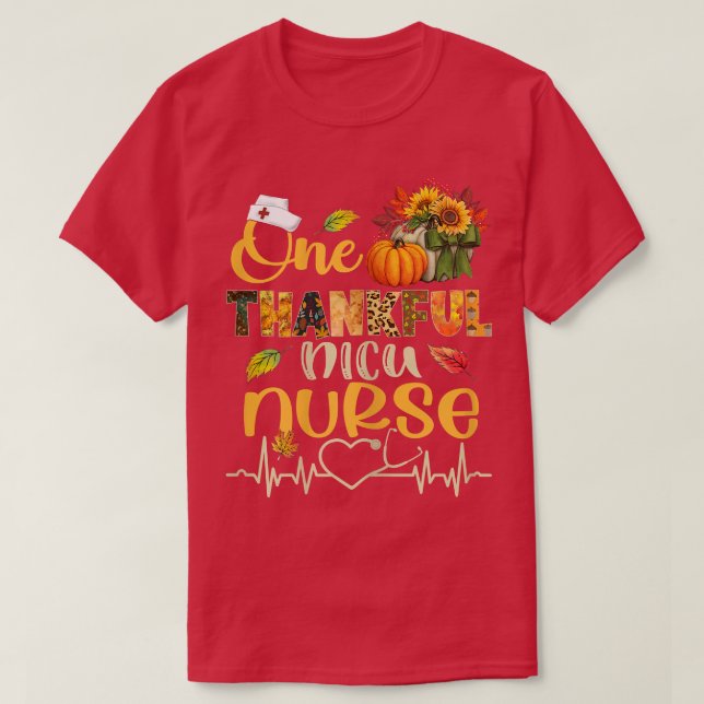Vomens One Thankful NICU Nurse Pumpkin Stethoscope T Shirt (Design framsida)