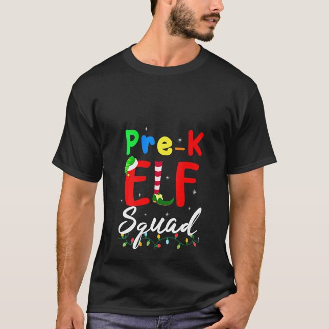 Vomens Pre K Elf Squad jul Elf Teacher Stud T Shirt (Framsida)