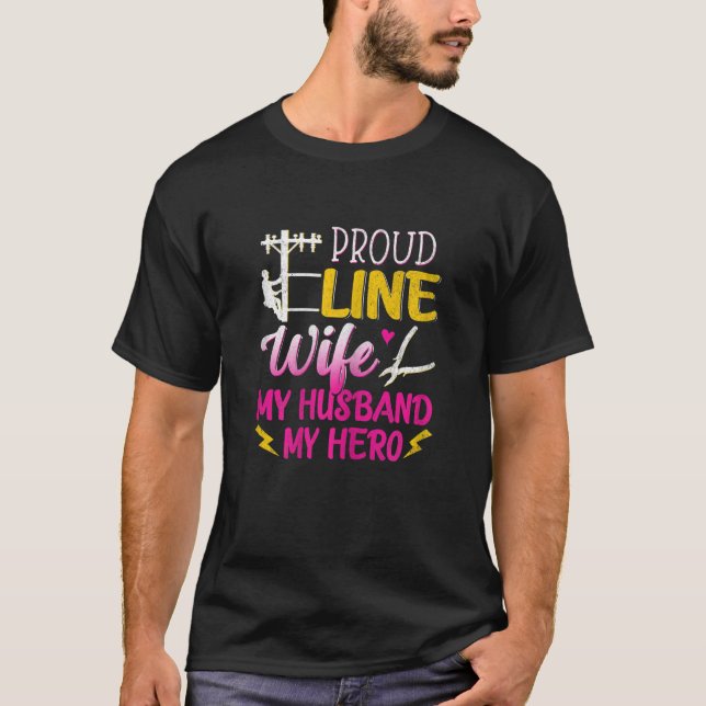 Vomens Proud Line Maka min Make och Hero Lineman T Shirt (Framsida)