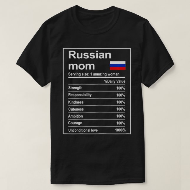 Vomens Russian Mamma Nutrition Facts Funny Mamma F T Shirt (Design framsida)