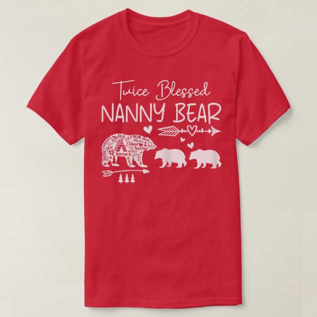 Vomens Twice Blzed Nanny Bear Cute Mors dag B T Shirt (Design framsida)