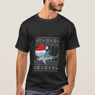 Vomens Ugly Sweater Julafton Ljus Santa Hammerhead T Shirt