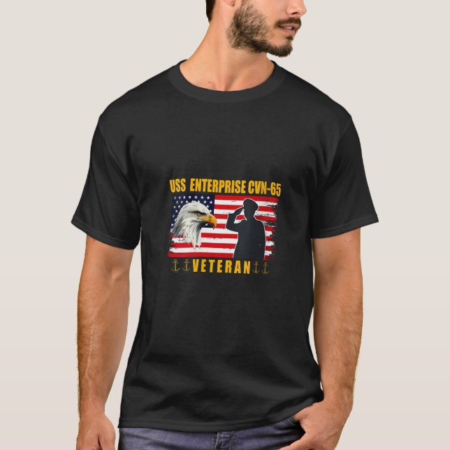 Vomens USS Enterprise Aircraft Carrier Veterans Fa T Shirt (Framsida)