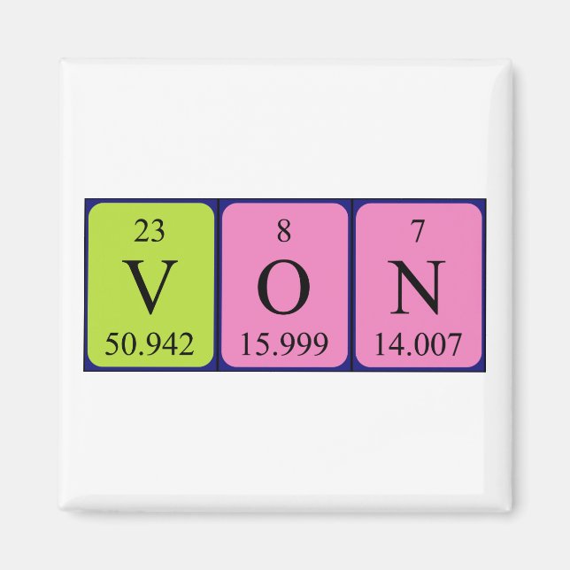 Von Periodisk magnet bord namn (Framsidan)