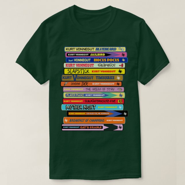 Vonnegut Bok Stack T Shirt (Design framsida)