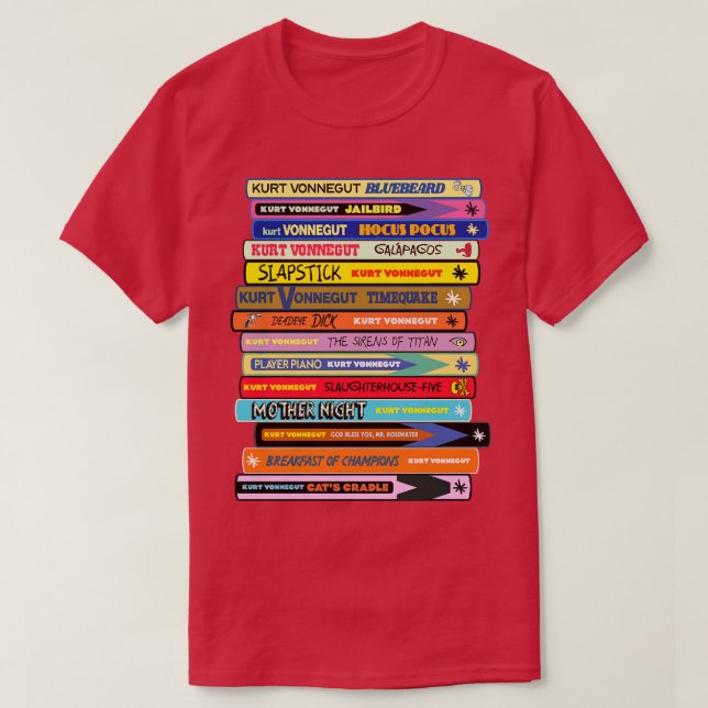 Vonnegut Bok Stack T Shirt (Design framsida)