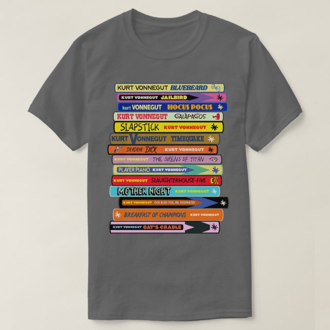 Vonnegut Bok Stack T Shirt (Design framsida)