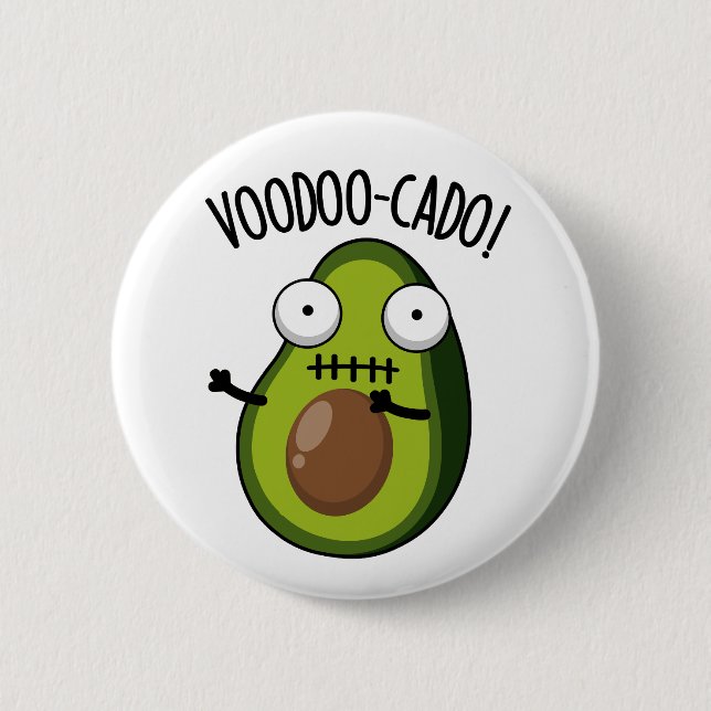 Voodoo-cado Funny Avocado Pun Knapp (Framsida)