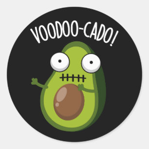 Voodoo-cado Funny Avocado Pun Mörk BG Runt Klistermärke