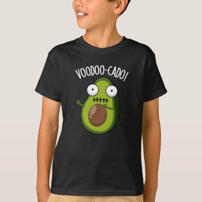 Voodoo-cado Funny Avocado Pun Mörk BG T Shirt (Framsida)