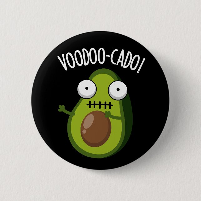 Voodoo-cado Roligt Avokado Skämt Mörk Bakgrund Knapp (Framsida)