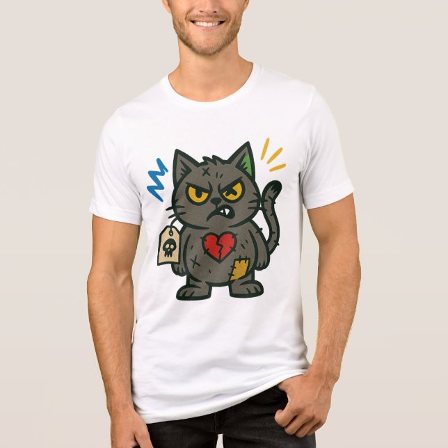 Voodoo Cat - Tecknad design för grumpy Charm T Shirt (Framsida)