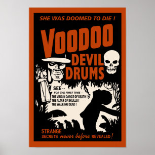 Voodoo Djävulen Drums Vintage affisch