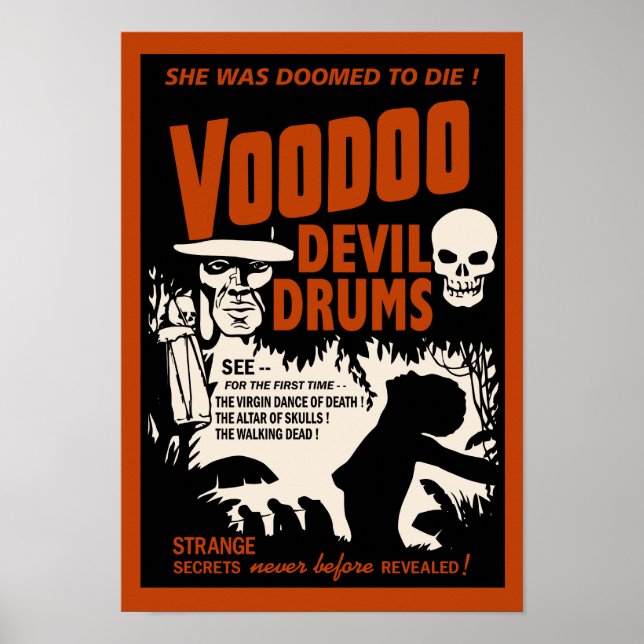 Voodoo Djävulen Drums Vintage affisch (Framsidan)