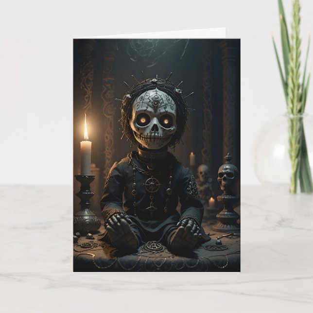 Voodoo Doll Candles Döskallars Halloween Kort (Framsida)