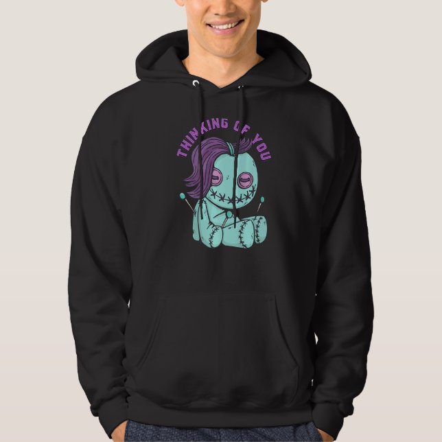 Voodoo Doll tänker på dig Voodoo Pastel Goth Hoodie (Framsida)