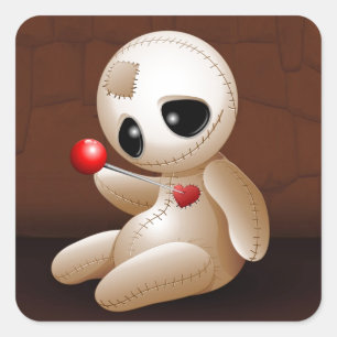 Voodoo Doll Tecknad i Kärlek Fyrkantigt Klistermärke