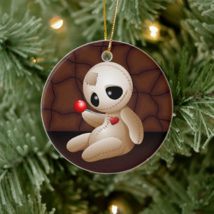 Voodoo Doll Tecknad i Kärlek Julgransprydnad Keramik