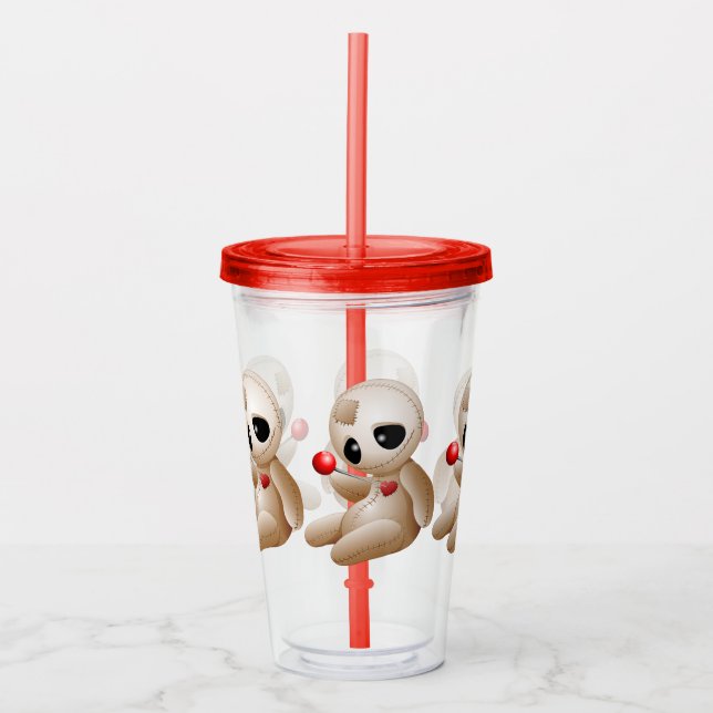 Voodoo Doll Tecknad i Kärlek Take Away Mugg (Framsida)